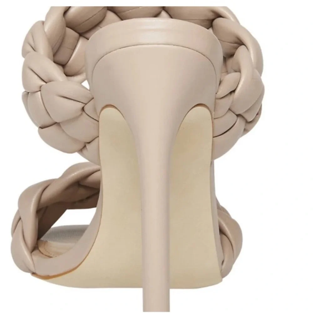 Steve Madden Kenley Braided Double Strap High Heel Sandals in Taupe